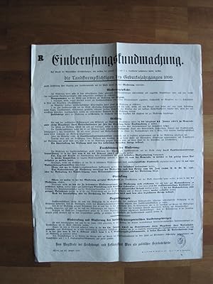 "Einberufungskundmachung Jg.1899" Original-Plakatr