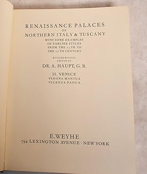 Seller image for Renaissance Palaces Of Northern Italy & Tuscany, With Some Examples Of Earlier Styles From The 13th To The 17th Century, Volume II, Venice: Verona, Mantua, Vicenza, Padua for sale by Mullen Books, ABAA