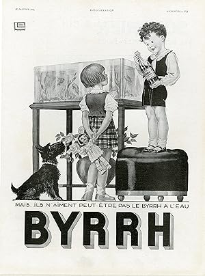 "BYRRH A L'AQUARIUM" Annonce originale entoilée illustrée par Georges LEONNEC parue dans L'ILLUST...