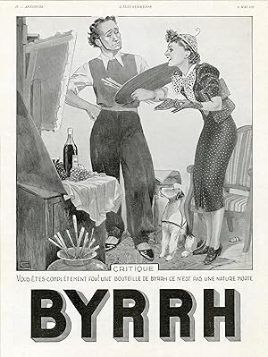"BYRRH : CRITIQUE" Annonce originale entoilée / Illustrée par Georges LEONNEC et parue dans L'ILL...