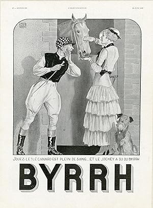 "LE JOCKEY A BU DU BYRRH" Annonce originale entoilée pour L'ILLUSTRATION du 25/06/1932 illustrée ...