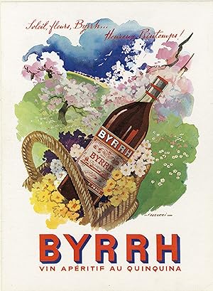 "BYRRH, HEUREUX PRINTEMPS" Annonce originale entoilée pour FRANCE -ILLUSTRATION de 1951 illustrée...