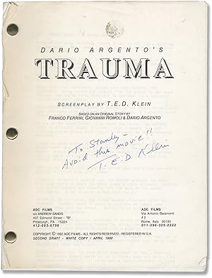 Trauma (Original screenplay for the 1993 film, signed by screenwriter T.E.D. Kline)