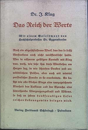 Seller image for Das Reich der Werte. for sale by books4less (Versandantiquariat Petra Gros GmbH & Co. KG)