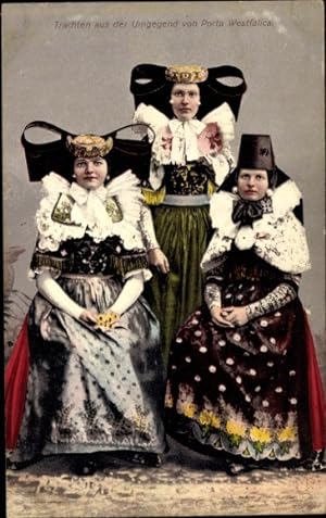 Ansichtskarte / Postkarte Trachten aus der Umgegend von Minden in Westfalen, Drei Frauen