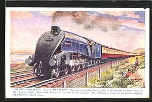 Postcard Scottish Region, Lokomotive No. 60009 der British Railways, East Coast Aberdeen Express,...