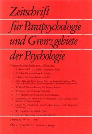 Bild des Verkufers fr Nr. 1/2. Jg. 24. Zeitschrift fr Parapsychologie und Grenzgebiete der Psychologie. zum Verkauf von Fundus-Online GbR Borkert Schwarz Zerfa