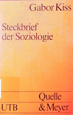 Bild des Verkufers fr Steckbrief der Soziologie. zum Verkauf von Antiquariat Bookfarm