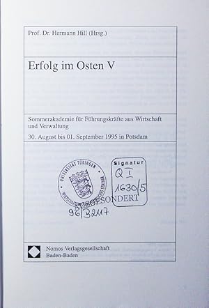 Bild des Verkufers fr Sommerakademie fr Fhrungskrfte aus Wirtschaft und Verwaltung. 30. August bis 01. September 1995 in Potsdam. zum Verkauf von Antiquariat Bookfarm