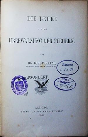 Seller image for Die Lehre von der berwlzung der Steuern. for sale by Antiquariat Bookfarm