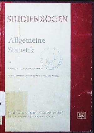 Imagen del vendedor de Allgemeine Statistik. a la venta por Antiquariat Bookfarm