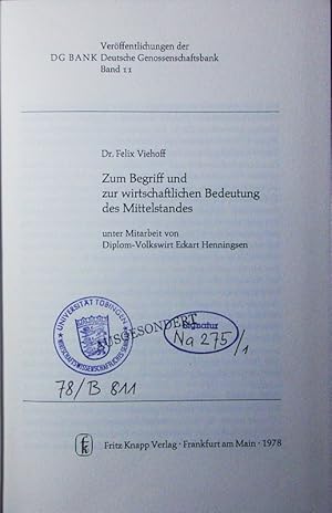 Bild des Verkufers fr Zur mittelstandsbezogenen Bankpolitik des Verbundes der Genossenschaftsbanken. - 1. Zum Begriff und zur wirtschaftlichen Bedeutung des Mittelstandes. zum Verkauf von Antiquariat Bookfarm