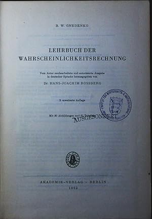 Seller image for Lehrbuch der Wahrscheinlichkeitsrechnung. for sale by Antiquariat Bookfarm