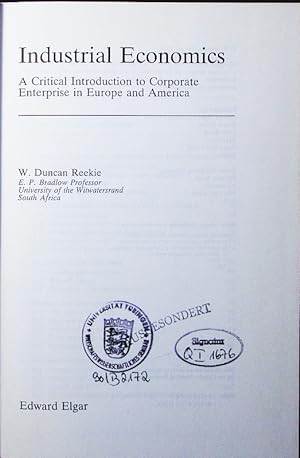 Seller image for Industrial economics. a critical introduction to corporate enterprise in Europe and America. for sale by Antiquariat Bookfarm
