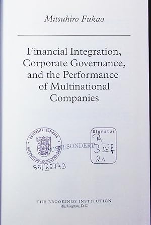 Image du vendeur pour Financial integration, corporate governance, and the performance of multinational companies. mis en vente par Antiquariat Bookfarm