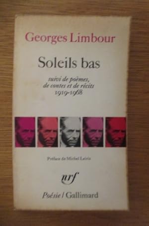 Bild des Verkufers fr SOLEILS BAS suivie de pomes, de contes et de rcits 1919-1968. zum Verkauf von Librairie du Levant