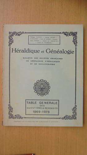 Image du vendeur pour HERALDIQUE et GENEALOGIE. Bulletin des socits franaises de gnalogie, d'hraldique et de sigillographie. TABLE GENERALE DES QUESTIONS & REPONSES. mis en vente par Librairie du Levant