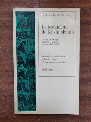 Image du vendeur pour Le testament de Krishnokanto. mis en vente par Librairie du Levant