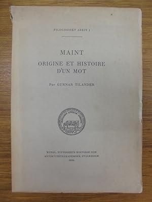 Imagen del vendedor de Maint. Origine et histoire d'un mot. a la venta por Librairie du Levant