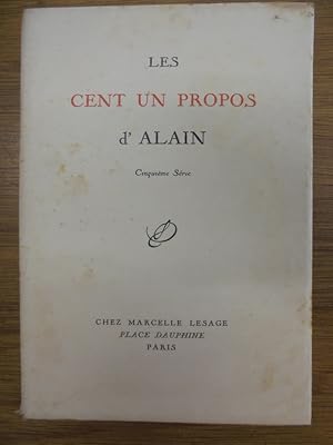 Image du vendeur pour Les Cent un Propos d'Alain. Cinquime Srie. mis en vente par Librairie du Levant