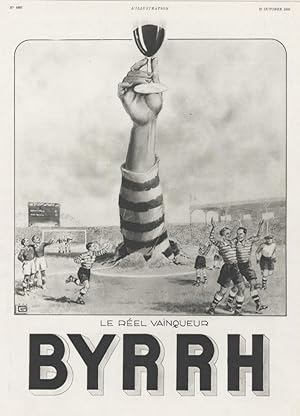 "BYRRH LE RÉEL VAINQUEUR" Annonce originale entoilée pour L'ILLUSTRATION du 31/10/1936 illustrée ...