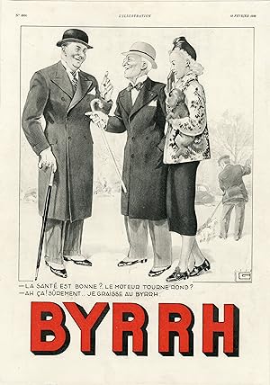 "JE GRAISSE AU BYRRH" Annonce originale entoilée / Illustrée par Georges LEONNEC parue dans L'ILL...