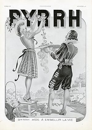 "BYRRH AIDE A EMBELLIR LA VIE" Annonce originale entoilée parue dans L'ILLUSTRATION du 20/5/1939 ...