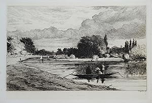 SILVER THAMES, Richard Redgrave original etching antique print 1867