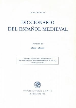 Bild des Verkufers fr Diccionario del espaol medieval. Fascculo 20: alabar -albaal zum Verkauf von La Librera, Iberoamerikan. Buchhandlung