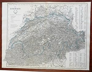 Switzerland Swiss Alps Lake Constance Lake Geneva 1867 Ravenstein detailed map