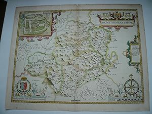 Montgomery Shire, anno 1676, John Speed, old colours A nice full color example of Speed's map of ...