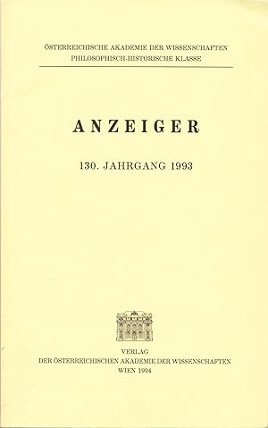 Seller image for Anzeiger der sterreichischen Akademie der Wissenschaften Philosophisch-Historischen Klasse Jahrgang 1993 for sale by avelibro OHG