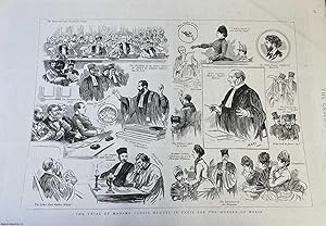 The Celebrated Murder Trial of Madame Clovis Hugues in Paris. An original print from the Graphic ...