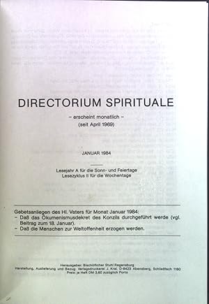 Bild des Verkufers fr Directorium Spirituale, Januar 1984: Lesejahr A fr die Sonn- und Fiertage, Lesezyklus II fr die Wochentage. zum Verkauf von books4less (Versandantiquariat Petra Gros GmbH & Co. KG)