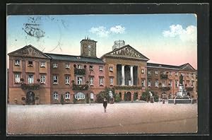 Bild des Verkufers fr Ansichtskarte Karlsruhe, Rathaus mit Brunnen zum Verkauf von Bartko-Reher