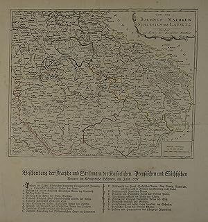 Carte von Boehmen, Maehren, Schlesien und Lausitz. Grenzkolorierte Kupferstich-Karte v. I. M. Dor...