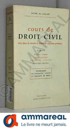 Image du vendeur pour Cours de droit civil mis en vente par Ammareal