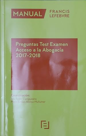 Seller image for Preguntas test examen acceso a la abogaca, 2017-2018 for sale by Librera Alonso Quijano