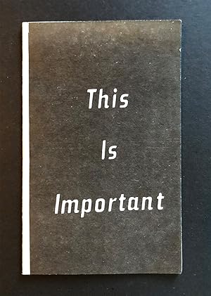 Bild des Verkufers fr This Is Important 13 (1987) zum Verkauf von Philip Smith, Bookseller