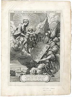 Antique Master Print-FRONTISPIECE-BAVARIA SANCTA-ARCHANGEL-VIRGIN-Kager-Sadeler-1615