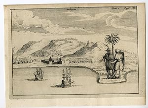 Rare Antique Print-AMBON-MALUKU ISLANDS-VOC SHIPS-INDONESIA-Argensola-1706