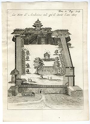 Rare Antique Print-FORT VICTORIA-AMBON-INDONESIA-MOLUCCAS-Argensola-1706