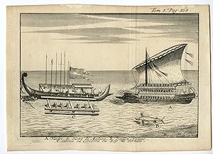 Rare Antique Print-WAR SHIP-MADURA-VOC-TERNATE-INDONESIA-Argensola-1706