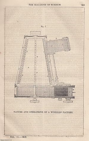 1845, Nature and Operations of a Woollen Factory, the wool mill. A full page engraving featured i...