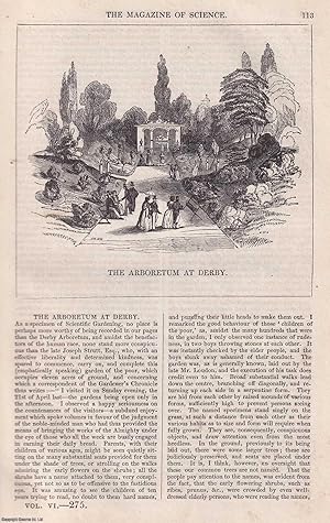 1845, The Arboretum at Derby. A half page engraving featured in a complete issue of The Magazine ...