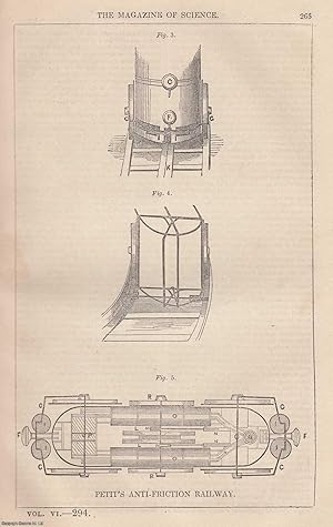 1845, Petit's Anti-Friction Railway. A full page engraving featured in a complete issue of The Ma...