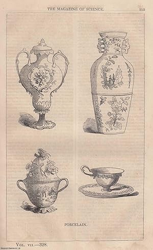 1846, The Porcelain of China. A full page engraving featured in a complete issue of The Magazine ...