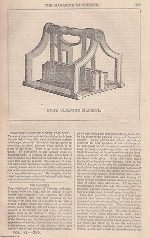 1845, Madden's Patent Knife Cleaner. A half page engraving featured in a complete issue of The Ma...