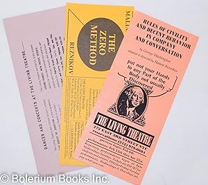 Three card leaflets advertising performances at the East Third Street space