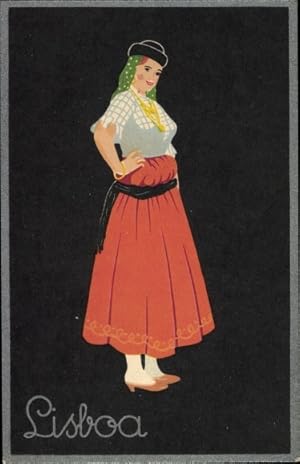 Bild des Verkufers fr Ansichtskarte / Postkarte Frau in portugiesischer Tracht, Lisboa zum Verkauf von akpool GmbH